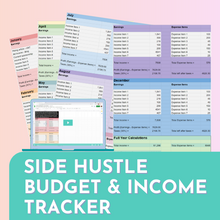 Load image into Gallery viewer, Income Tracker Bundle: Side Hustle Budget &amp; Income Tracking Spreadsheet
